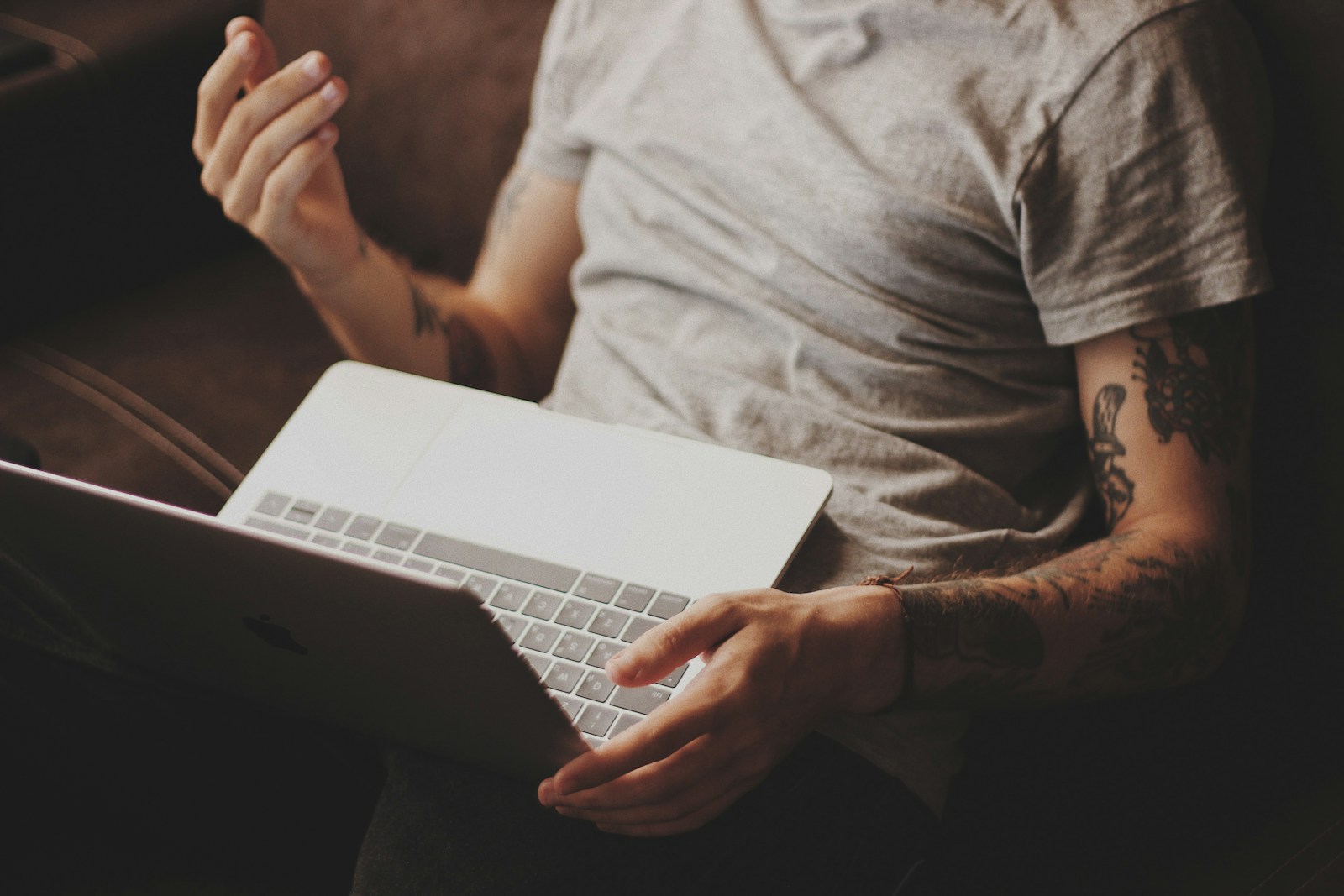 person white laptop computer